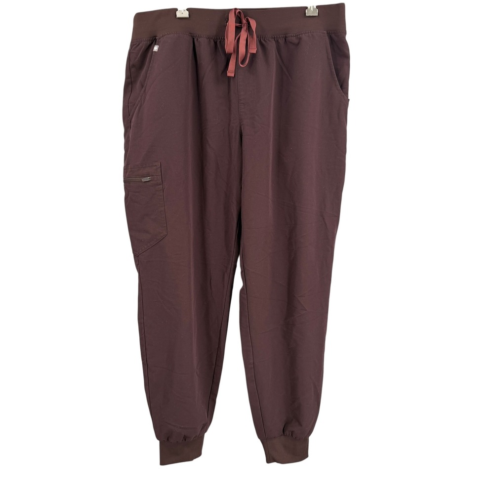 FIGS Zamora High Waisted Jogger Scrub Pants Brown XL
